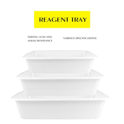 3Pcs Chemical Reagent Containment Tray, Alkali Resistance and Acid Resistance Laboratory Spill Tray, Plastic Laboratory Storage Supplies, Chemical Instrument (Large/Medium/Small)