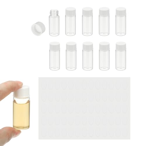 PATIKIL 10Pcs 10ml Clear Glass Vials Sample Vials with Screw Cap Reagent - size: 10ml