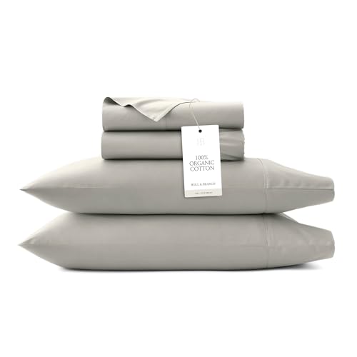 BOLL & BRANCH Percale Hemmed Sheet Set, Twin, Pewter - color: Pewter, size: Twin