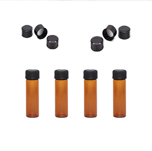 Pack of 100 Glass Vials with Black Phenolic Screw Caps (4ml, Brown) - color: Brown, size: 4ml