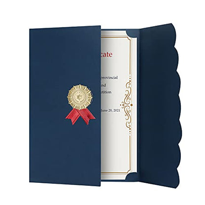 5Pcs Certificate Holders Diploma Covers A4 Letter Size Graduation Certificate Covers Navy Blue Red Diploma Document Holders for Diplomas Awards Certifications Employee Appreciation 8.5 x 11 - color: Blue