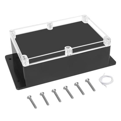 Project Box IP65 Waterproof ABS Plastic Electrical Junction Box with Clear Cover Enclosure with Fixed Ear, Black 9.0"x 5.9"x 3.1"(230x150x85mm)(Pack of 1) - color: 1 pack, size: 9.0"x 5.9"x 3.1"
