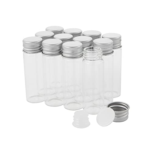 12PCS 15ml Clear Glass Small Vials w/ Aluminum Screw Caps& Plastic Stoppers - color: Clear, size: 15ml