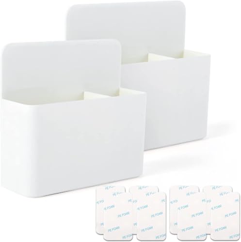 noonebutyou 2 Pcs Magnetic Marker Holder Wall Mount Marker Caddy Pencil Holder for Dry Erase Whiteboard Fridge, Self Adhesive Marker Pen Holder for Home Office School (White&LL) - color: White & 2pcs