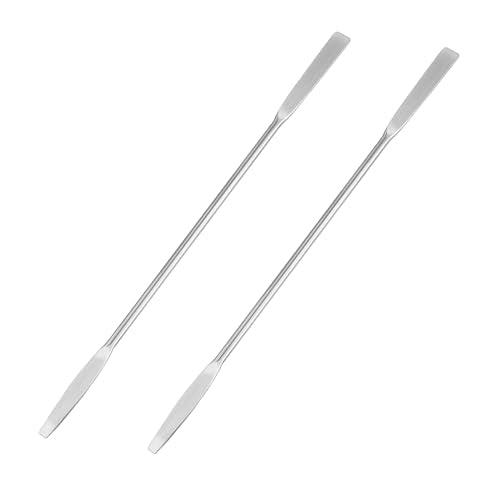 2PCS Stainless Steel Lab Laboratory Mini Double-Ended Spatula Micro Square/Round End Spatula, 6.2"