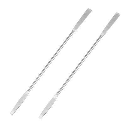 2PCS Stainless Steel Lab Laboratory Mini Double-Ended Spatula Micro Square/Round End Spatula, 6.2"