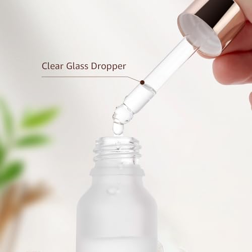 30 Pack 15ml Frosted Glass Sample Dropper Bottles, Rose Golden Caps - color: Frosted, size: 15mL-30pcs