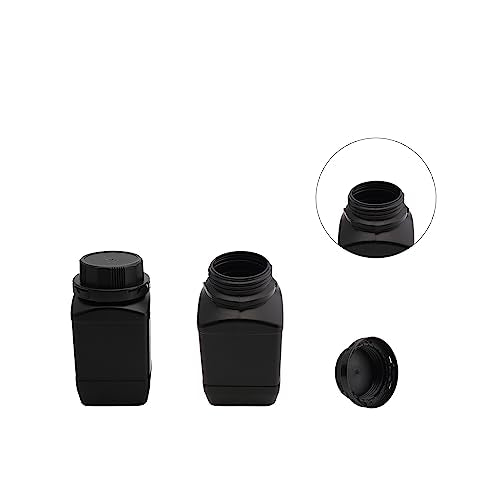Othmro 2Pcs Plastic Bottles Lab Chemical Reagent Containers 500ml/17oz Wide Mouth Square Sample Storage Sealing Bottles Black with Anti-theft Cap for Food Store - color: 2Pcs 16oz