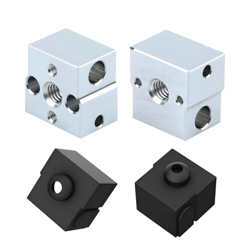 Ender 3 V3 SE Heater Block for Ender 3 V3 SE,Ender 5 S1,Ender 7 3D Printer Hotend,Ender 5 S1 Aluminium Heating Block Upgrade with Silicone Socks.(2PCS)