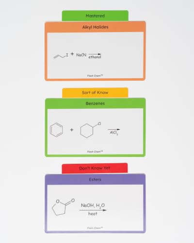The Must Have Organic Chemistry Flashcards: 300 Color Coded Organic Chemistry Reactions Including Alcohols, Alkenes, Carboxylic Acids, Esters, Amides, Benzenes, Ketones, Amino Acids, and More