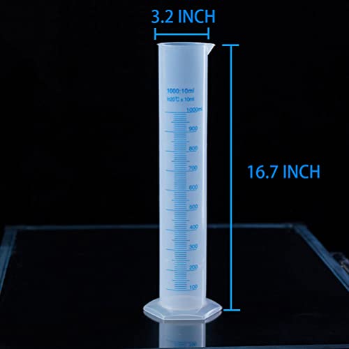 2Pack 1000ml Plastic Graduated Cylinder, 2-Sided Marking Lab Cylinders