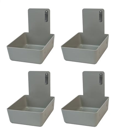 4/Pk Dental Lab Pan Medium Plastic Dental Medical Pro Lab Working Pan with Stainless Steel Clip (Gray) - color: Gray