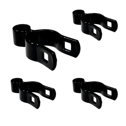 Chain Link Fence Gate Post Hinge Set, 1-5/8 inch OD Pipe, Female Hinge with Bolts and Nuts, 4-Pack (Black, 1-5/8") Powder Coated - color: Black, size: 1-5/8 Inch