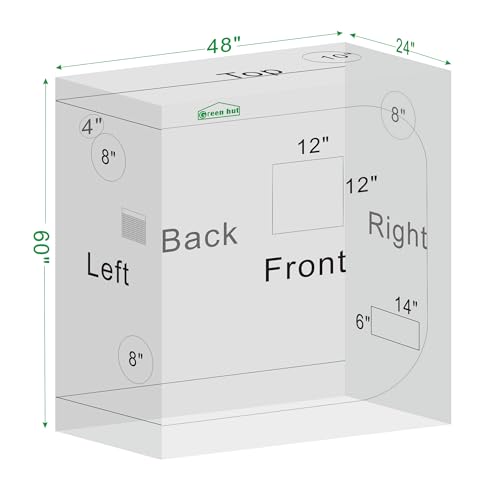 4x2 Grow Tent 48"x24"x60" 600D Mylar Hydroponic Growing Tent - size: 48"x24"x60"