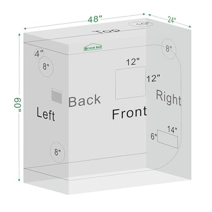 4x2 Grow Tent 48"x24"x60" 600D Mylar Hydroponic Growing Tent - size: 48"x24"x60"