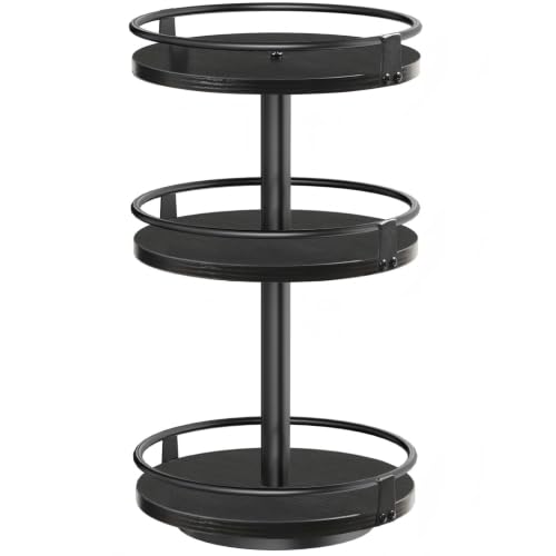 HOOBRO Lazy Susan Organizer, Rotating Spice Rack, 3-Tier Organizer, Turntable Spice Rack, Vertical Storage Organizer, for Kitchen Countertop, Vanity, Dining Table, Black BB09TL01 - color: Black