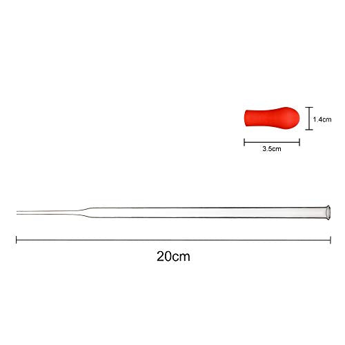 stonylab Glass Dropper Pipettes, Thick Borosilicate Glass, 3 ml Non-Graduated Liquid Transfer Pipettes with Red Rubber Caps, for Laboratory Chemistry, Set of 10