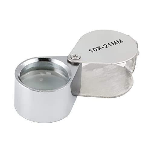 Othmro 1Pcs Magnifier 10X Lens Diameter 21mm Whistle Shape Foldable Jewelry Loupe Magnifying Glass Silver - color: 10 X/21mm