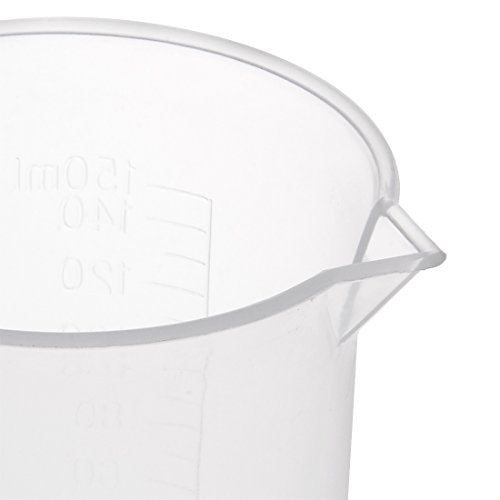 uxcell Measuring Cup 150ml PP Plastic Graduated Beaker Transparent for Lab Kitchen Liquids 3pcs - size: 150ml