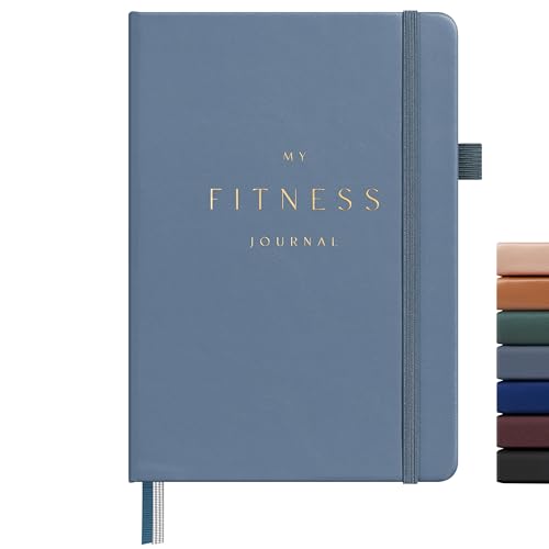 &And Per Se Workout and Food Journal – Fitness Journal with Daily Diet Tracker & Gym Exercise Log Book for Men & Women – Undated, A5 Size, Leather Hardcover (Dark Blue) - color: Dark Blue, size: Fitness and Food