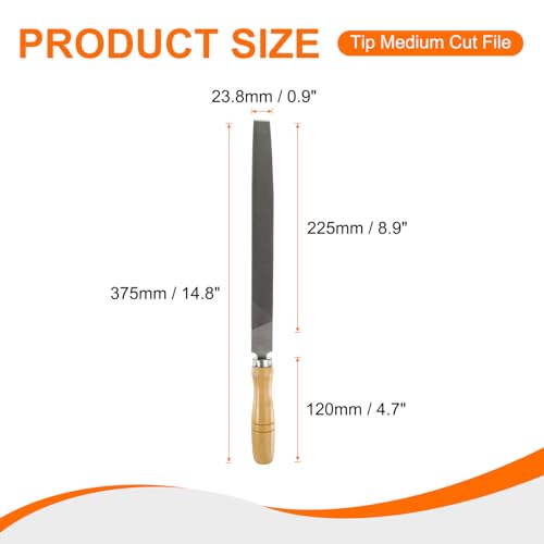 HARFINGTON Tip Medium Cut File 10" Double Cut Teeth High Carbon Steel Hand Rasp File with Wood Handle for Metal Wood Deburring Removing - size: 10", style: Medium