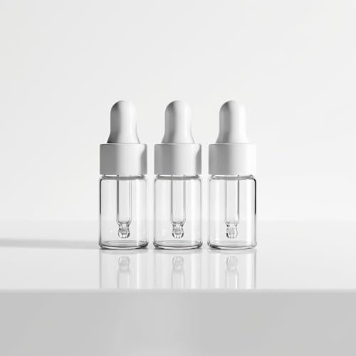 3-Pack 3ML Mini Eye Dropper Bottles, Clear Glass Small Essential, Portable Travel Size Liquid Containers with White Rubber Bulbs - size: 3ML