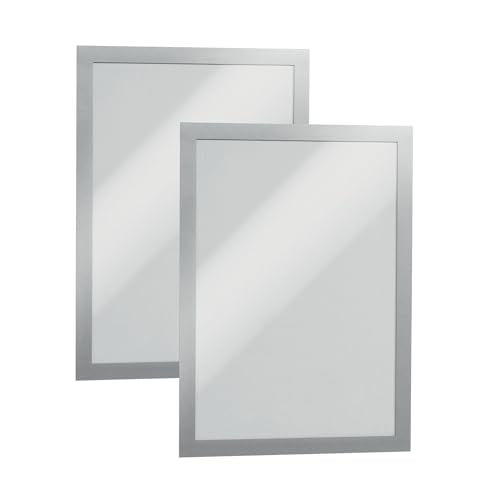 Durable Duraframe Sign Holder, Self-Adhesive, Silver, Letter Size, 2 Pack - color: Silver, size: Letter, 8-1/2" x 11"