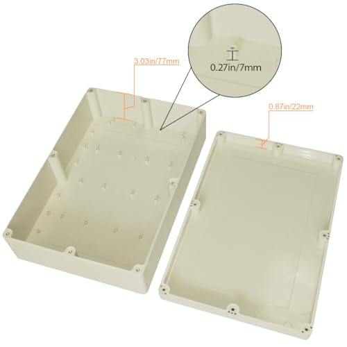 LeMotech Waterproof Dustproof IP65 ABS Plastic Junction Box Universal Electric Project Enclosure Pale Gray 15 x 10.2 x 4.13 inch (380 x 260 x 105 mm) - size: 15"x10.2"x4.13"