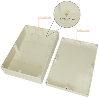 LeMotech Waterproof Dustproof IP65 ABS Plastic Junction Box Universal Electric Project Enclosure Pale Gray 15 x 10.2 x 4.13 inch (380 x 260 x 105 mm) - size: 15"x10.2"x4.13"