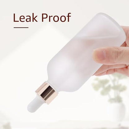 10 Pack 100ml Frosted Glass Sample Dropper Bottles, Rose Golden Caps - color: Frosted, size: 100mL-10pcs