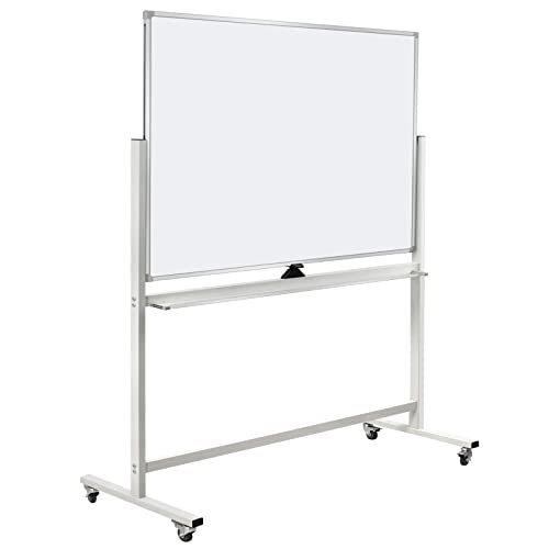 Mobile Whiteboard on Wheels, 48"x36" Double-Sided Magnetic Dry Erase Board - Flipchart Easel for Office, Classroom & Home, Rolling Stand with Easy Flip Feature - size: 48"W x 36"H