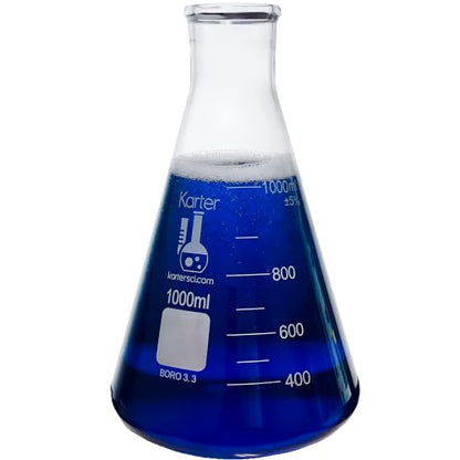 1000ml, Erlenmeyer Flask, Karter Scientific 213G22 (Single) - size: 1L, style: Pack of 1