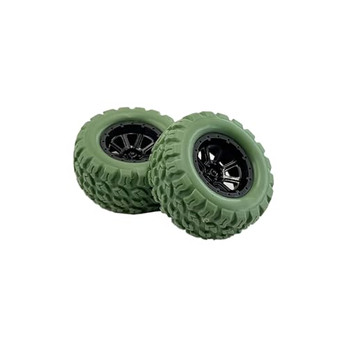 10PCS Toy Wheel Model Car Rubber Tire Wheel with 5PCS Shaft Round Rod Axles for RC Car Truck Robot DIY Model Building Parts (2x36mm Green) - style: 2x36mm Green