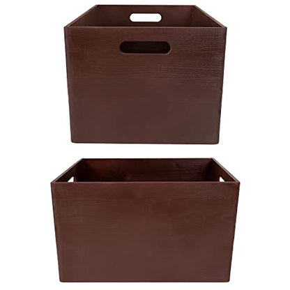 Creative Deco XXL Brown Wooden Crate Nesting Crate Handles - color: Brown, size: XXL