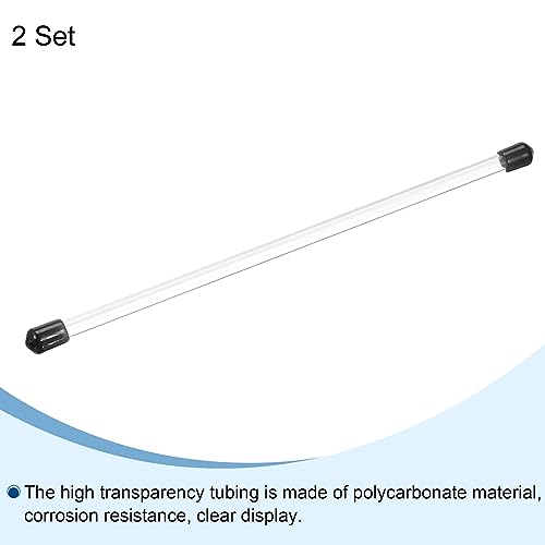 PATIKIL Clear Rigid Tube Round Plastic Tubing with Black Rubber Caps Polycarbonate Water Pipe, 305mm/ 12 Inch Length, 5mmx6mm/0.2"x0.23", 2 Set - color: Black,Clear, size: 0.2"x0.23"