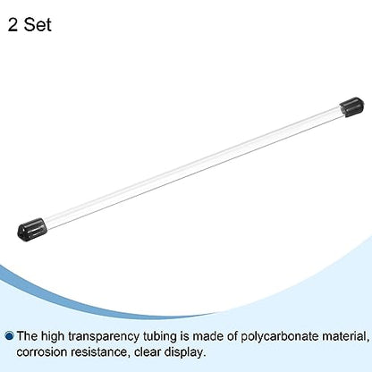 PATIKIL Clear Rigid Tube Round Plastic Tubing with Black Rubber Caps Polycarbonate Water Pipe, 305mm/ 12 Inch Length, 5mmx6mm/0.2"x0.23", 2 Set - color: Black,Clear, size: 0.2"x0.23"