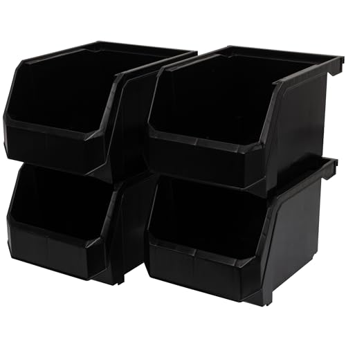 ReadySpace Medium-Tall Stackable Plastic Storage Bins, 4-Pack, Black - color: Black, size: Medium-Tall, 4-Pack
