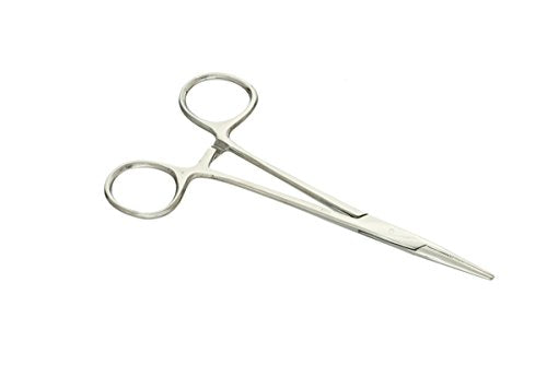 SE 5-Inch Stainless Steel Straight Forceps - Self-Locking, Serrated Tip for Precision Grip and Clamping - Perfect for Crafting, Fishing Tasks, Jewelry Making, and More! -650FS - size: 5", style: Straight
