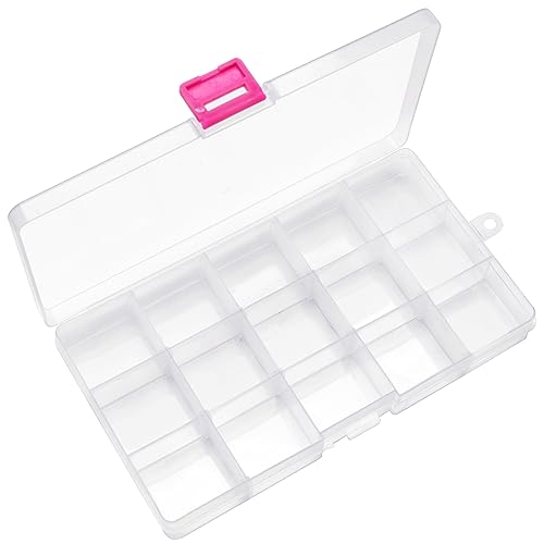IOOLEEM Bead Organizer Box, 15 Grids Adjustable Dividers Storage Box - color: Clear, size: 15 Grids Adjustable (1 pack)