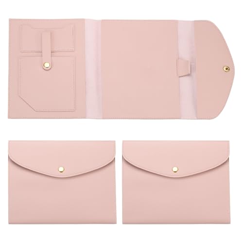 PATIKIL 2Pcs Planner Cover, Leather Notebook Cover for Business Cards Documents Notebook with Pen Holder Phone Pocket Card Slot Secure Button, Pink - color: Pink
