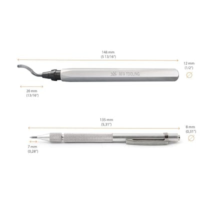 AFA Tooling Deburring Tool & Tungsten Carbide Scribe, CNC Anodized Handle - style: Deburring & Carbide Scribe Kit
