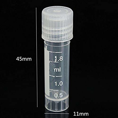 CynKen 100pcs 2ml Graduated Plastic Cryovial Cryogenic Vial Tube Self Standing with Cap