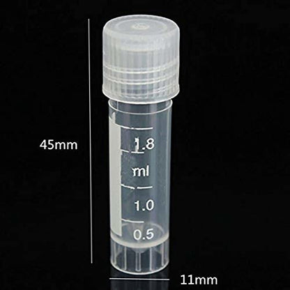 CynKen 100pcs 2ml Graduated Plastic Cryovial Cryogenic Vial Tube Self Standing with Cap