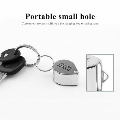 Othmro 2Pcs 10X Jewelers Magnifying Glass, Diameter 0.83in Metal Illuminated Jewelry Magnifier, Pocket Folding Magnifying Glass, Mini Microscope Jewelers Loupe, Round Body Jewelry Loupe Silver - color: B 10x/ 21 Mm