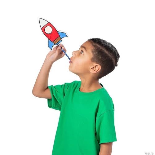 Fun Express STEM Color Your Own Air Rocket Craft Kit Makes 10