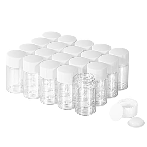 8ml Clear Glass Vial 20pcs with white Screw cap and inner plug 20pcs, leak-proof Glass Bottle Sealed Sample Vials - style: 8ml 20pcs