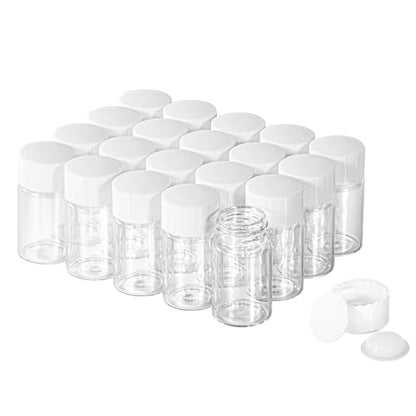 8ml Clear Glass Vial 20pcs with white Screw cap and inner plug 20pcs, leak-proof Glass Bottle Sealed Sample Vials - style: 8ml 20pcs