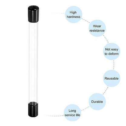 PATIKIL Clear Rigid Tube Round Plastic Tubing with Black Rubber Caps Polycarbonate Water Pipe, 305mm/ 12 Inch Length, 14mmx15mm/0.55"x0.6", 2 Set - color: Black,Clear, size: 0.55"x0.6"
