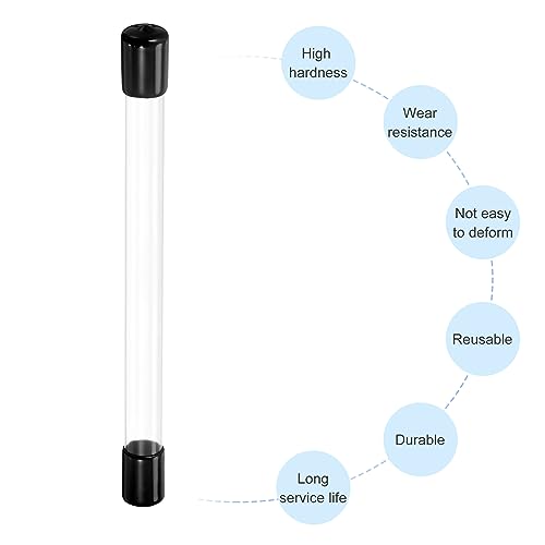 PATIKIL Clear Rigid Tube Round Plastic Tubing with Black Rubber Caps Polycarbonate Water Pipe, 305mm/ 12 Inch Length, 14mmx15mm/0.55"x0.6", 2 Set - color: Black,Clear, size: 0.55"x0.6"