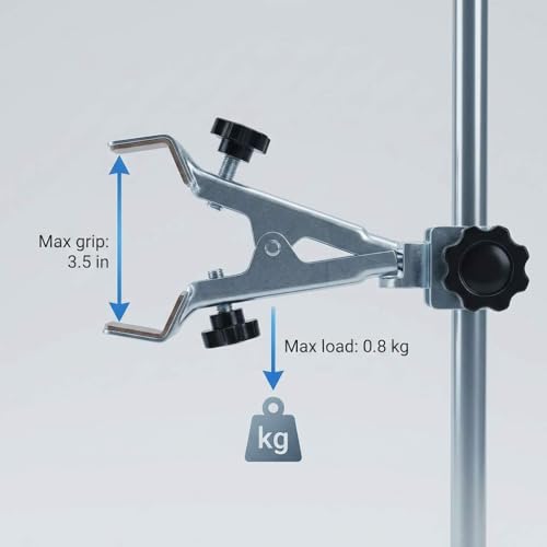 QWORK Lab Support Stand Set – 2 Sets Adjustable Metal Clamp and Ring Frame for Teaching, Chemistry & Physics